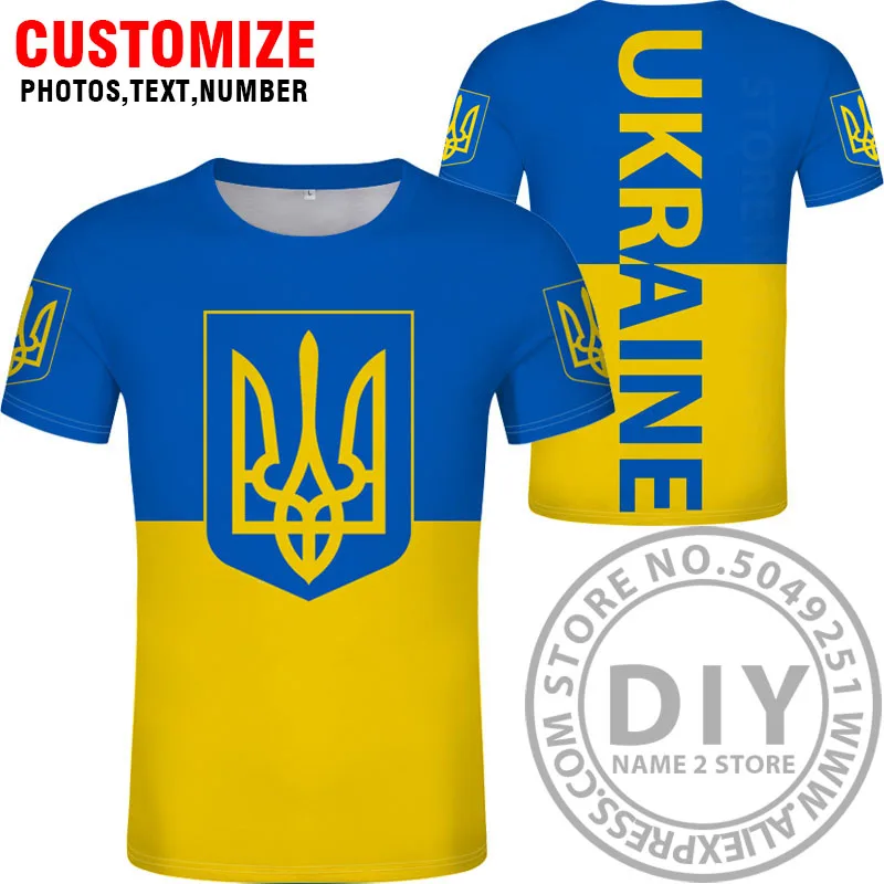 Футболка сделай сам заказ имя ukr Национальный флаг Украина фото логотип 3D