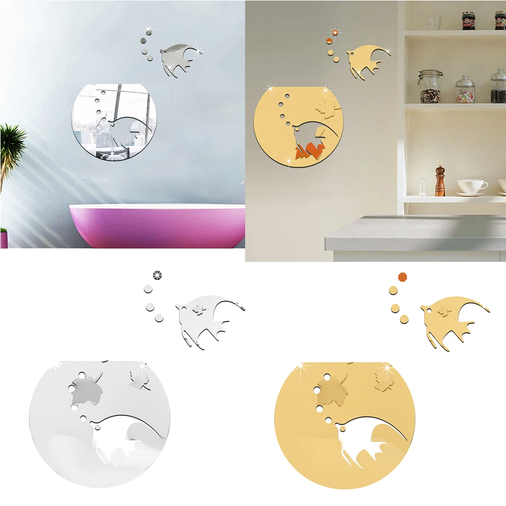 3d зеркальные наклейки на стену с изображением аквариума для детской комнаты