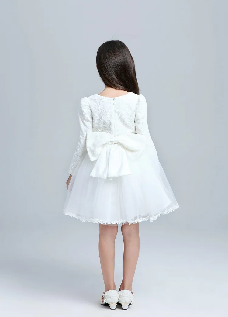 Новый летний кружева с длинным рукавом девушки платье девочка принцессы 3-7YRS