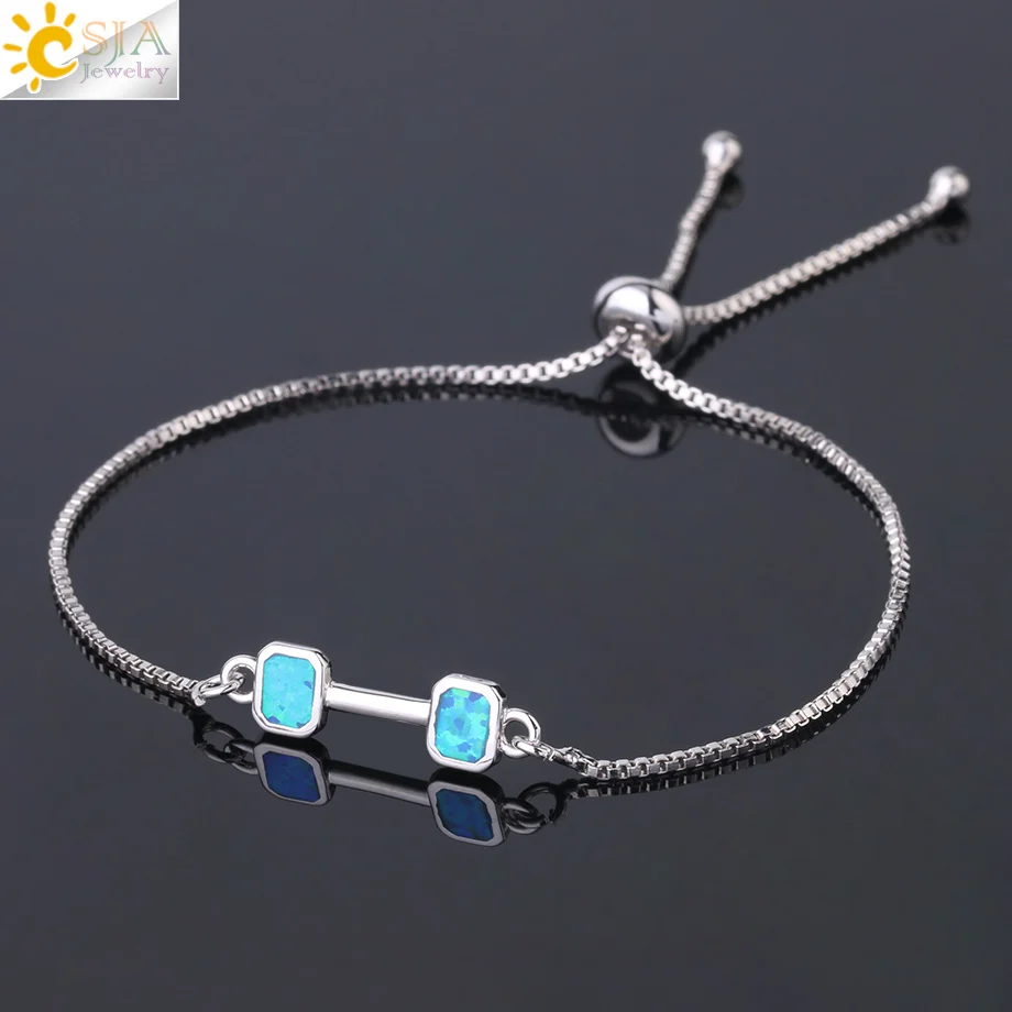 Модные браслеты CSJA из тонких звеньев цепочка опала регулируемые подвески в виде