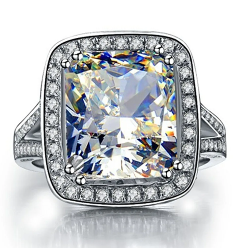 Удивительное кольцо 8Ct сказочное синтетическое большое с бриллиантом для