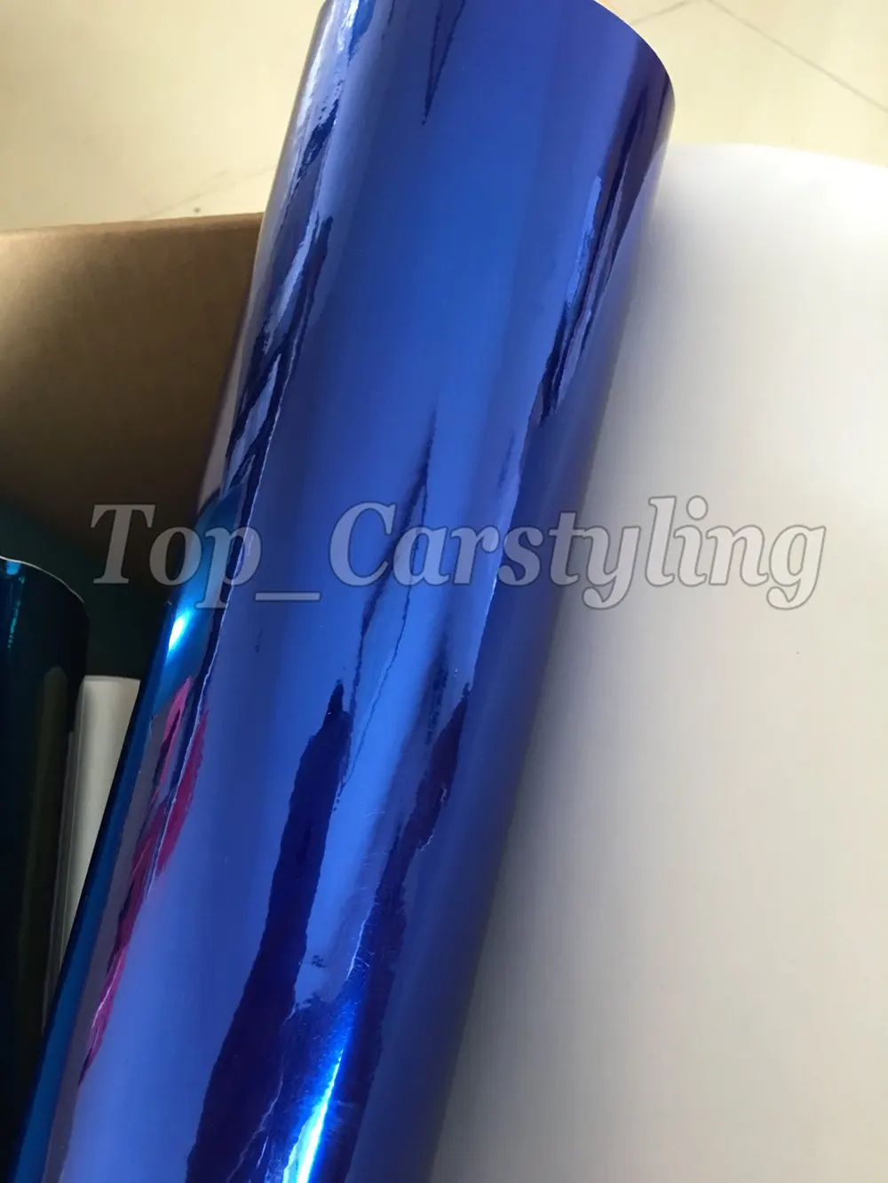 Темно-синяя растягивающаяся хромированная зеркальная виниловая пленка для