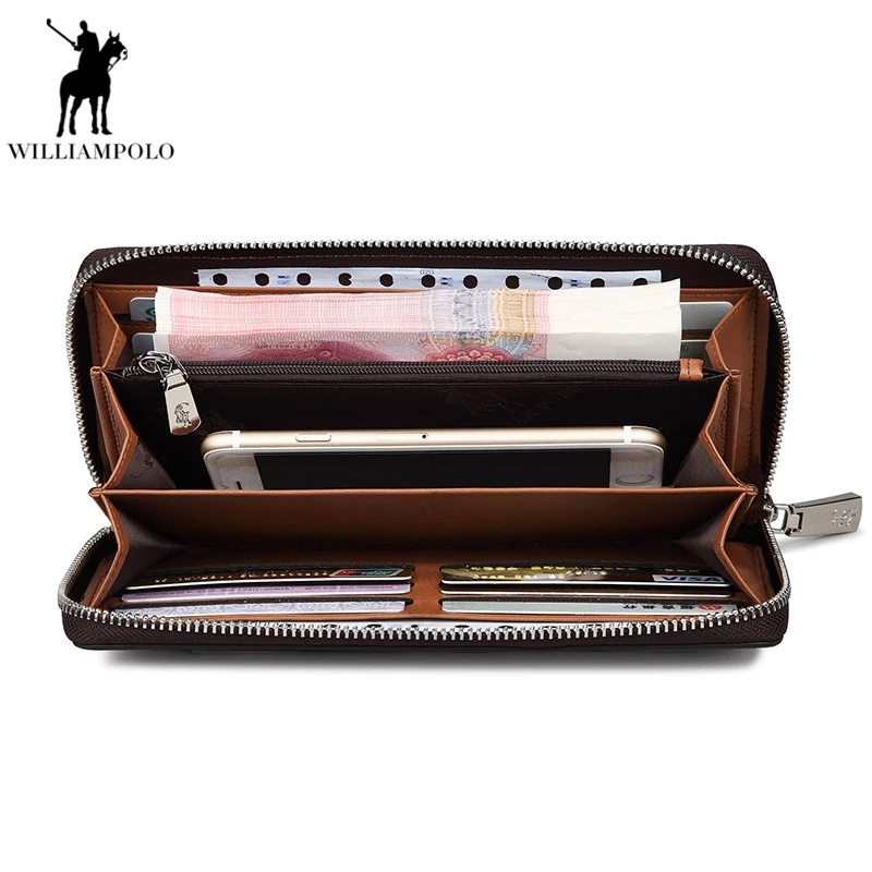 Williampolo новые туфли из натуральной кожи Для мужчин длинный кошелек Известный