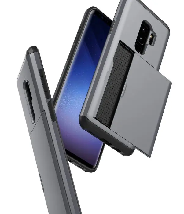 Чехол кошелек для Galaxy S9 Прочный Гибридный двухслойный держатель карт со скрытым