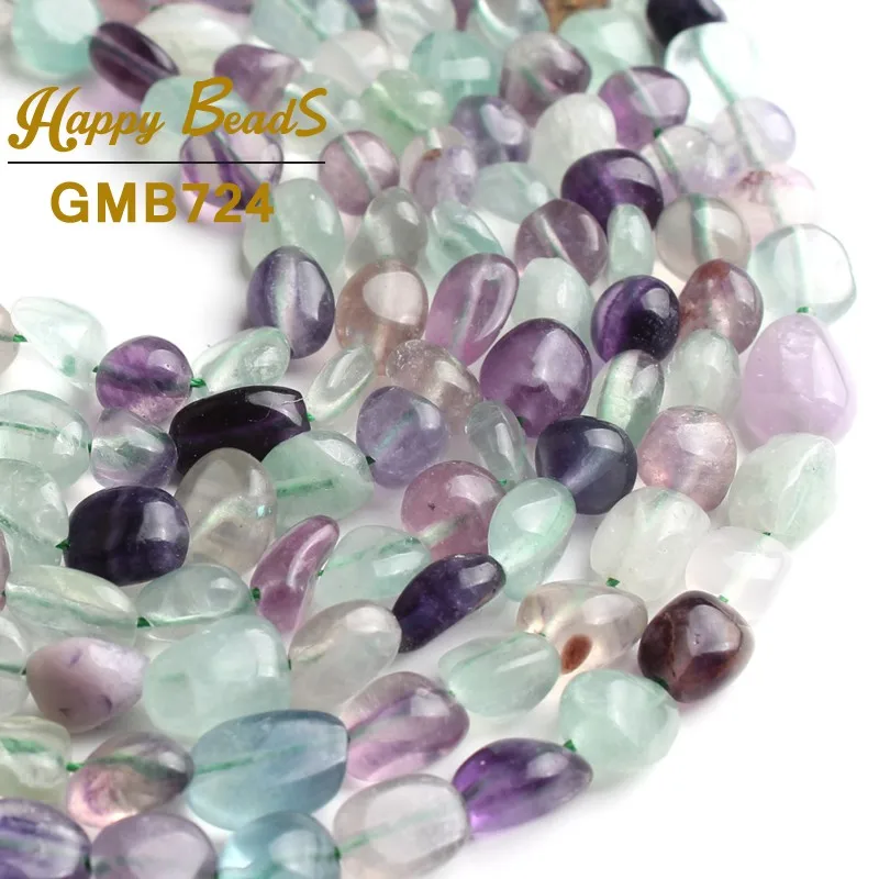 

6-8mm Natural Irregular Colorful Fluorite Stone Beads Loose Spacer Beads For Jewelry Making DIY Bracelet Necklace 15" Strand