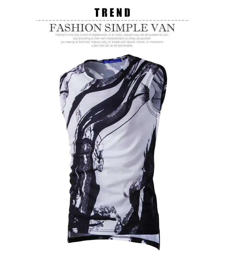 White Tank Top JACKEYWU майка для спортзала Мужская Модная рубашка без рукавов в китайском стиле тонкая эластичная повседневная мужская одежда черного цвета для бодибилдинга - Цвет: White Tank Top