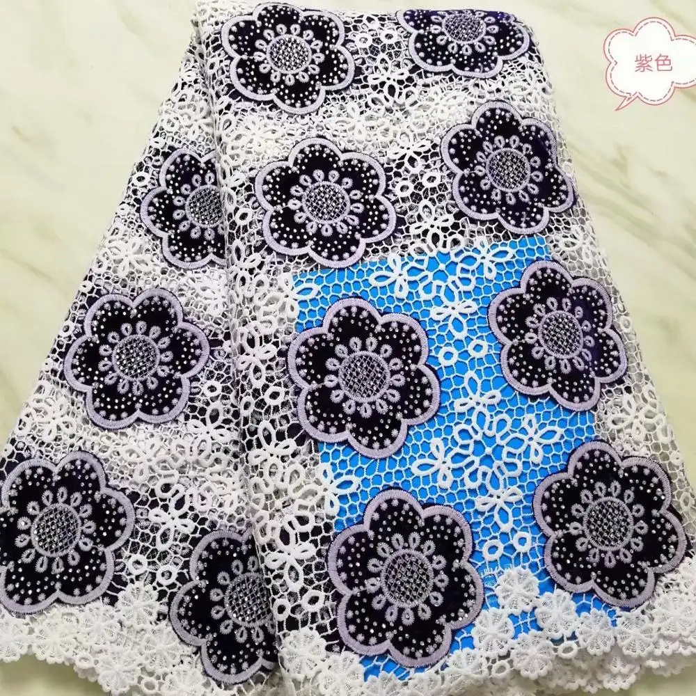 

New Arrival Nigerian lace fabric 2019 beautiful French lace African lace with stones fabric tulle net for women dress pl65-2734