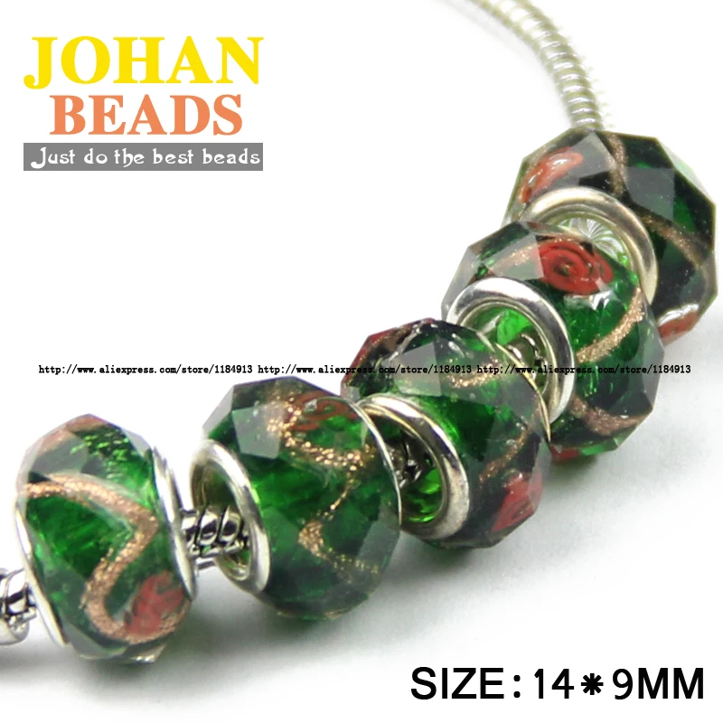 Круглые круглые шарики JHNBY с большим отверстием 14 мм 10 шт.|green glass beads|loose beadseuropean beads