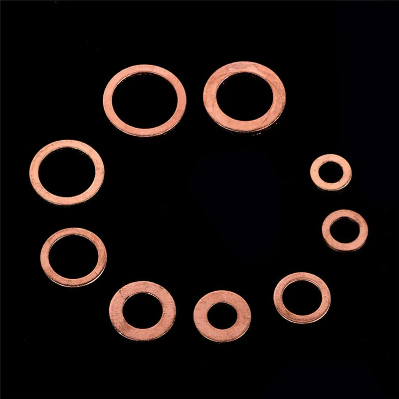 200 Pcs Copper Washer Gasket Shims Set Flat Ring Seal Assortment Kit With Box M5-M14 | Автомобили и мотоциклы