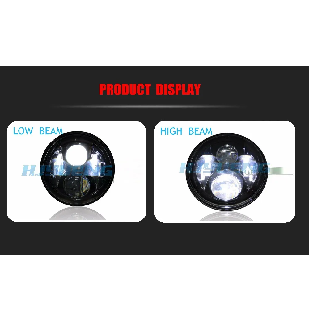 60w 7&quot Round LED Headlight For Jeep Wrangler Land-rover Defender 7 inch H4 Hi/low Headlamp |
