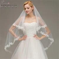veu de noiva two layers lace edge white ivory short wedding veil with comb soft tulle bridal veil voile mariage