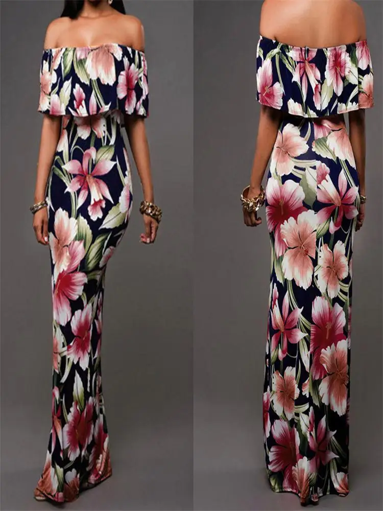 Модные женские летние сексуальные платья с принтом краями лотоса kleider damen vetement femme