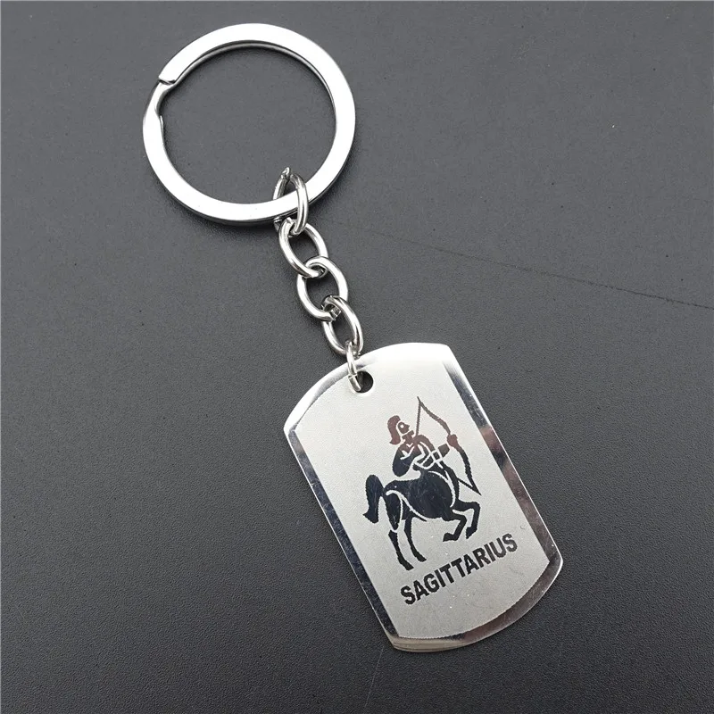 sagittarius Zodiac 12 Horoscope Keyring Stainless Steel Constellations Keychains Zodiac Jewerly For Men Women - Цвет: sagittarius