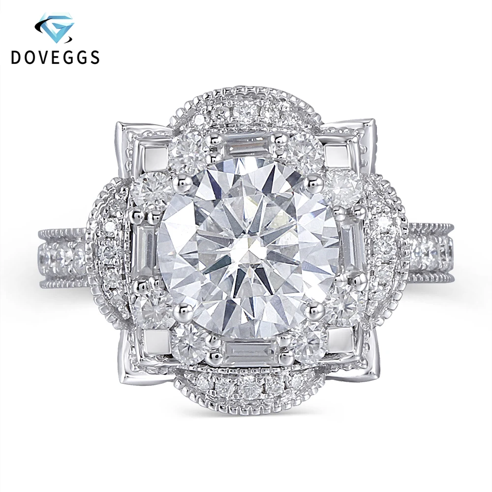 Женское Обручальное Кольцо DovEggs белое золотое кольцо 14K 585 3 карата 9 мм F цвета |