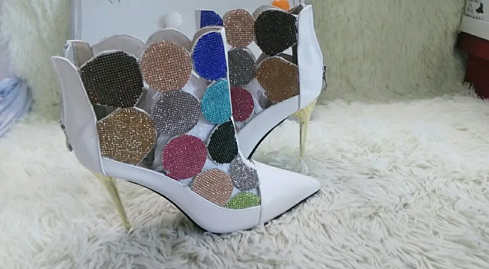 Туфли лодочки женские на высоком каблуке с острым носком молнии размеры 34 42|crystal