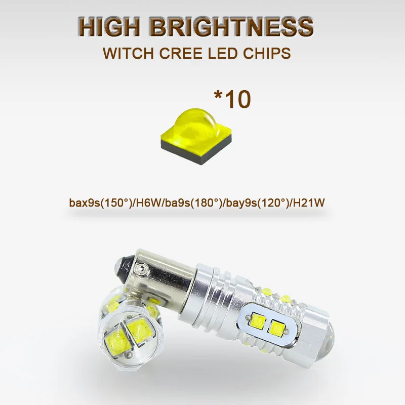 BA9S T4W BAX9S H6W BAY9S H21W без ошибок с чипами Cree Белый светодиодный габаритный фонарь на