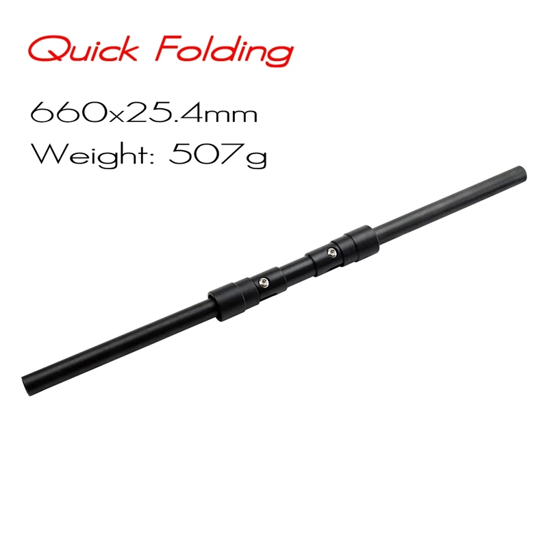 Black 25.4x660mm 25,4, 31,8 мм, складной руль для электрического велосипеда из сплава, руль для самоката, рукоятка 560, 660 мм, MTB, плоский складной руль для велосипеда - Цвет: Black 25.4x660mm