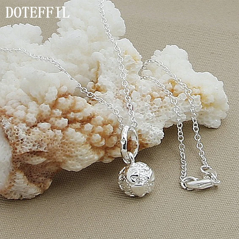 DOTEFFIL серебро 925 пробы 18 дюймов цепочка с шариком ожерелье для женщин Свадебные