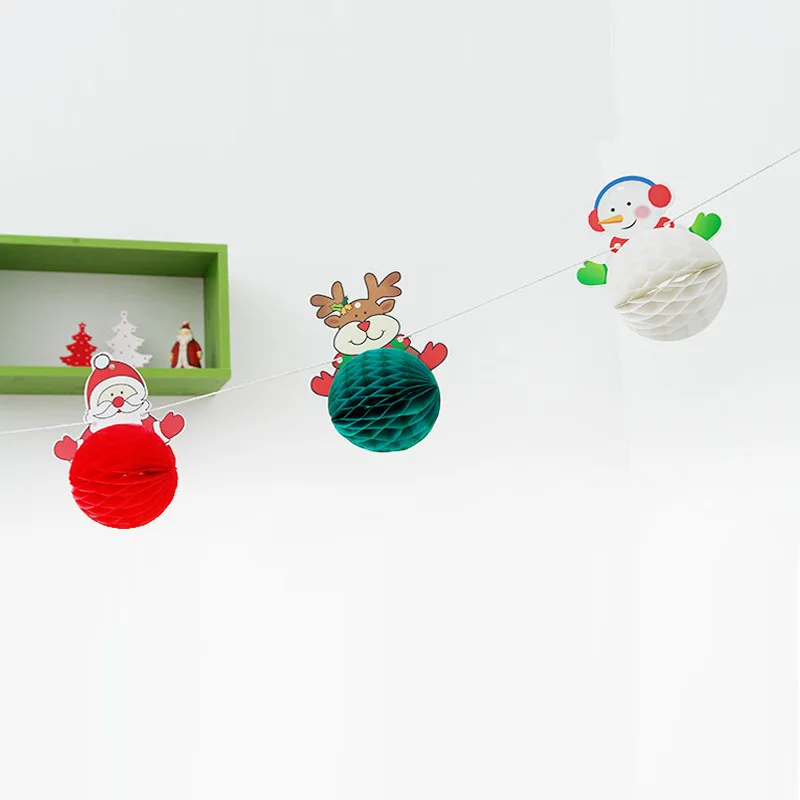 FFS Christmas Decorations Santa Snowman Paper Ball Pull Flowers Holiday Venue Strips Supplies Lanterns | Дом и сад