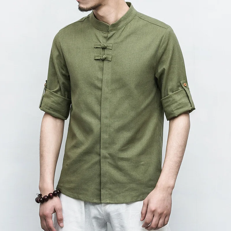 

Tradictional Chinese Clothing For Men Short Sleeve Cotton Linen Shirts Chinese Style Kung Fu Tai Chi Suit Chinese Tops CN-030