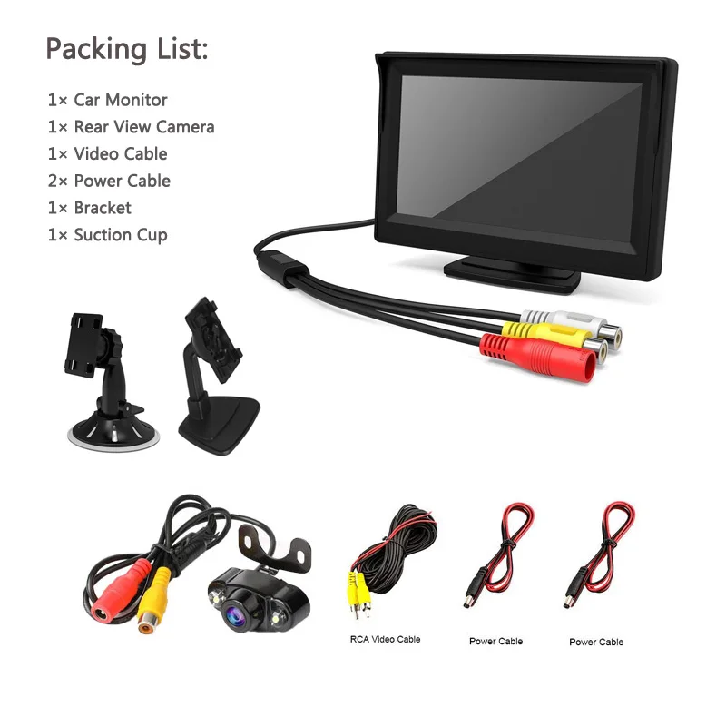 XQW YuanTing 5 дюймов TFT lcd Автомобильный монитор заднего вида+ парковочная камера заднего вида HD CCD ночного видения Водонепроницаемая - Название цвета: XQW