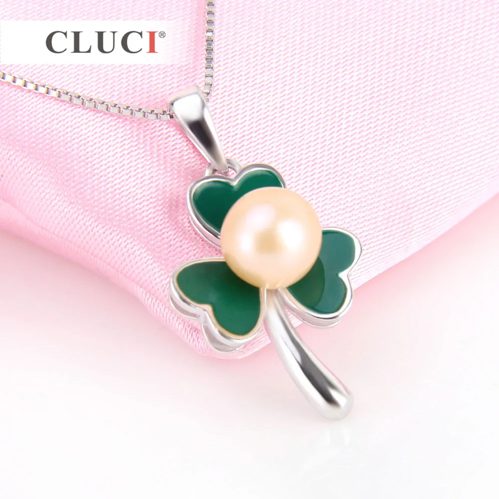 Серебряные Подвески CLUCI 925 пробы с зеленым клевером подарок на день Святого