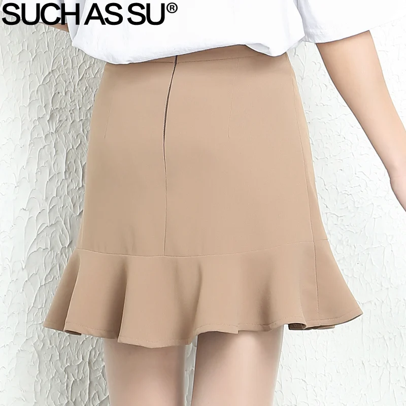 Женская мини-юбка с высокой талией черная абрикосовая | одежда