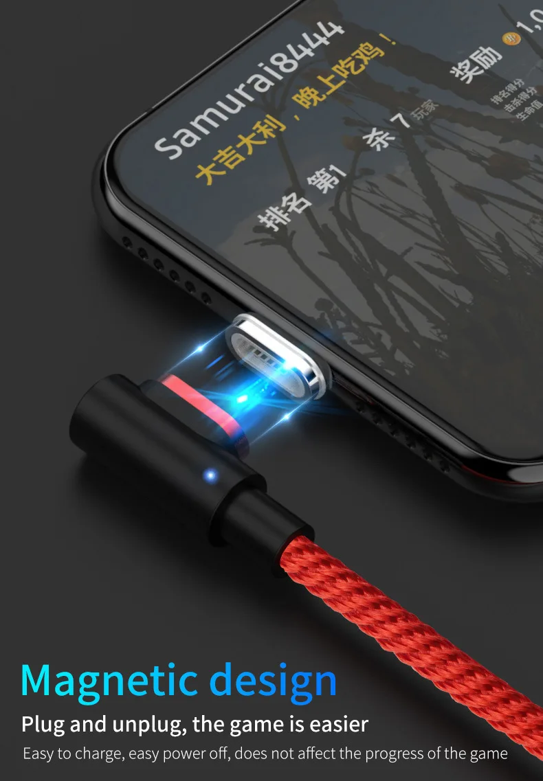 Магнитный светодиодный кабель в оплетке type-C Micro USB Магнитный зарядный кабель для iphone X 7 8 6 Max для samsung s9 Xiaomi 8 SE huawei P20