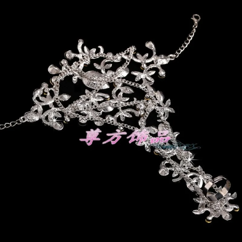 Bling Fingerless Crystal Flower Bridal Hand Chain Women Dancing Bracelet &amp Bangles Jewelry Wedding Accessories | Свадьбы и