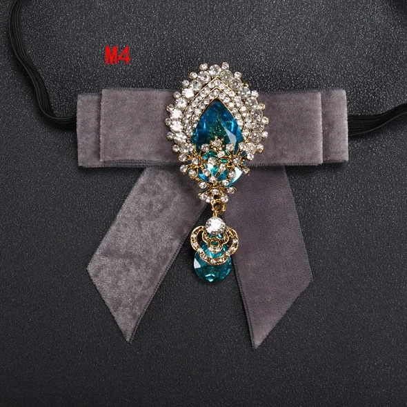 bow tie M4 Портной Смит Кристалл женский галстук-бабочка для взрослых унисекс Ретро Свадебный воротник одежда сплав галстук-бабочка эластичная лента стразы бабочка галстук-бабочка - Цвет: bow tie M4