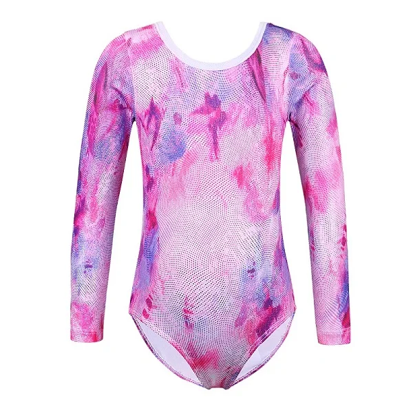 B168 PinkPurple BAOHULU/гимнастическое трико для девочек; танцевальная одежда с длинными рукавами для балета; детский балетный комбинезон из полиэстера; танцевальные костюмы - Цвет: B168 PinkPurple
