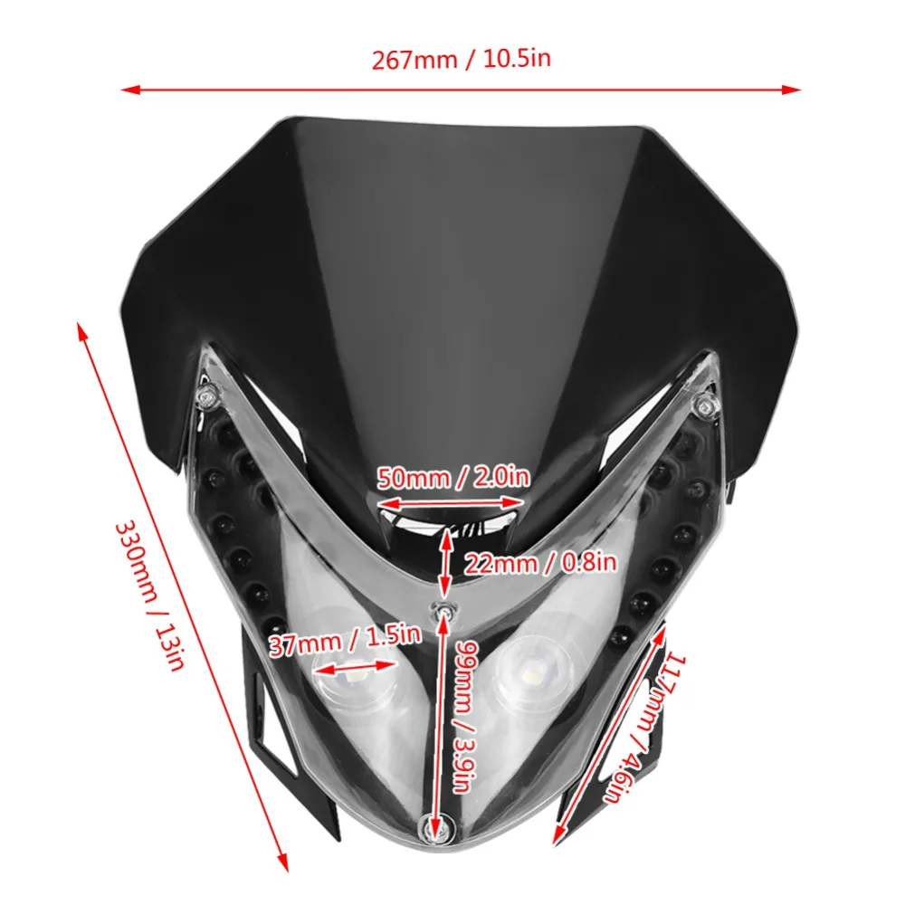 Универсальный черный светодиодный головной фонарь для мотоцикла или велосипеда