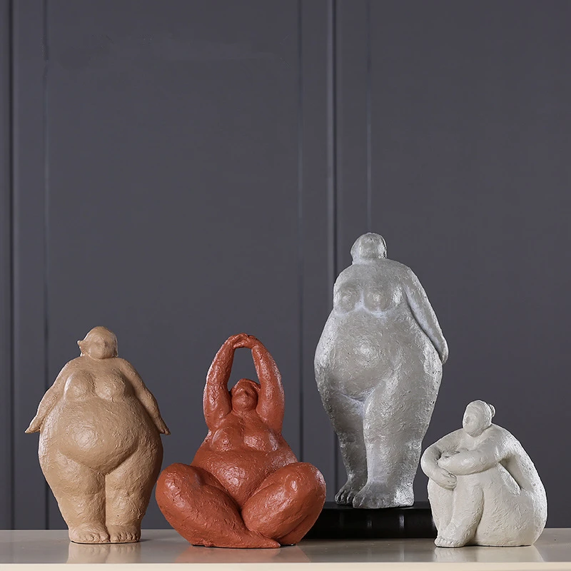 

Abstract Obese Woman Resin Statue Creativity Modern Style Sculpture Desktop Crafts Home Decoration Figurine 118