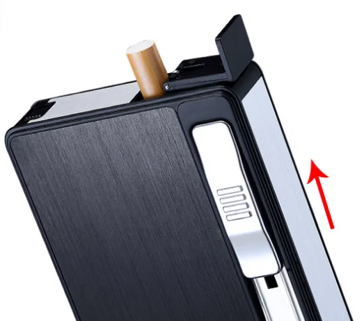 Выдвижная металлическая сигаретная коробка Электронная USB Зажигалка Беспламенное ветрозащитное фонарь зажигалка держатель Чехол гаджеты для мужчин LFB788