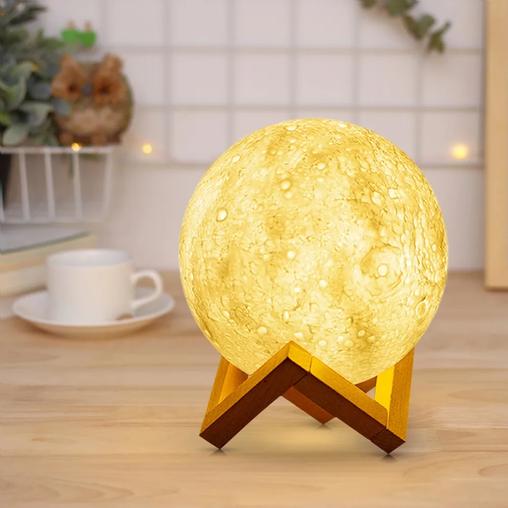 USB перезаряжаемая Светодиодная настольная лампа 3D Pint Moon с сенсорным выключателем