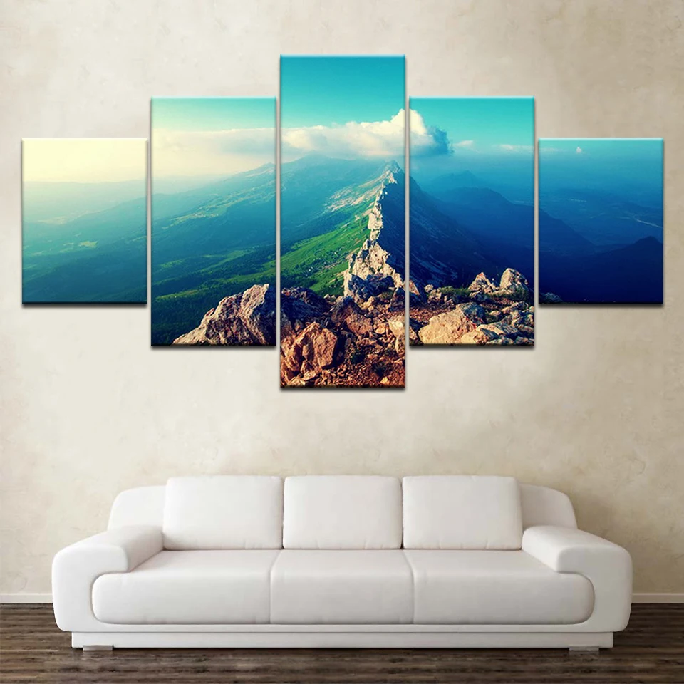 5 шт. современные рамки Печать холст Картина с горами Модульная картина для дома