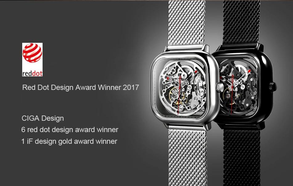 Xiaomi Mijia CIGA часы выдолбленные Механические наручные Reddot Winner из нержавеющей стали