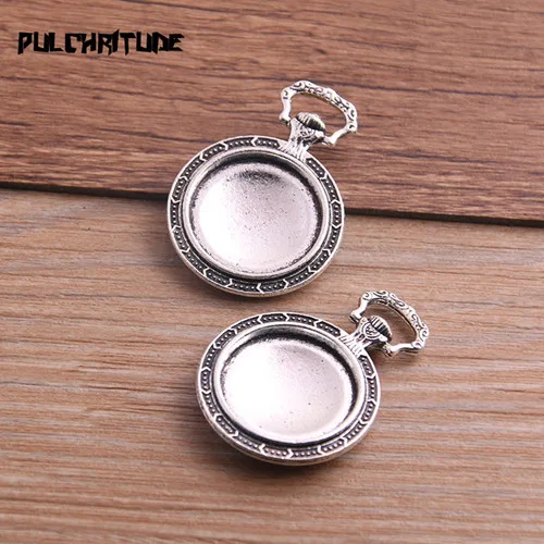 Antique silver Pulchrode 4 шт. четыре цвета карманные часы Круглый Кабошон основа кулон заготовки Settin 27*38 мм(Fit 20 мм) металлические ювелирные заготовки T6757 - Цвет: Antique silver