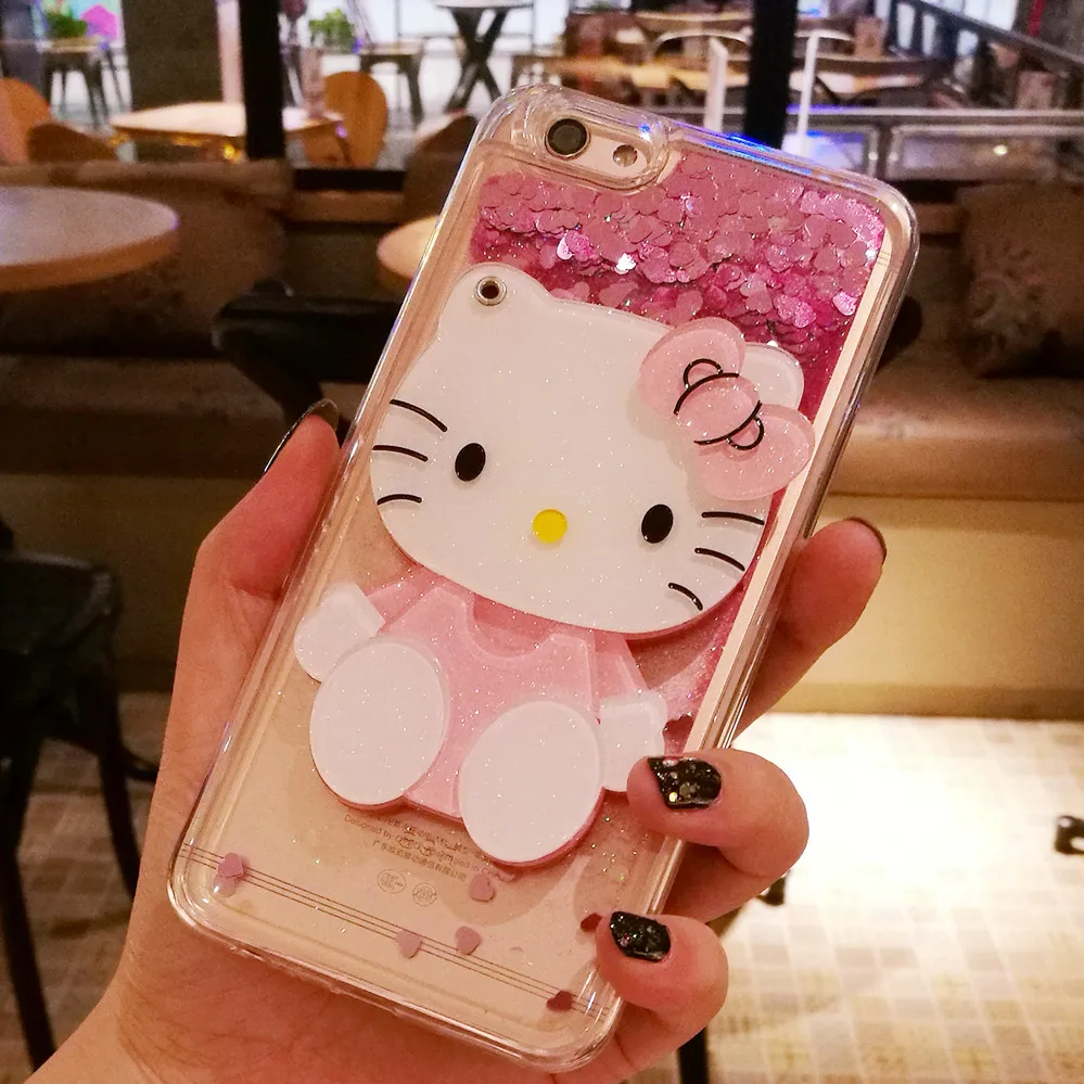 3D move для iphone Xs/xsmax чехол милый bling love liquid 8 7 6 6s plus розовый корпус/висячий шейный