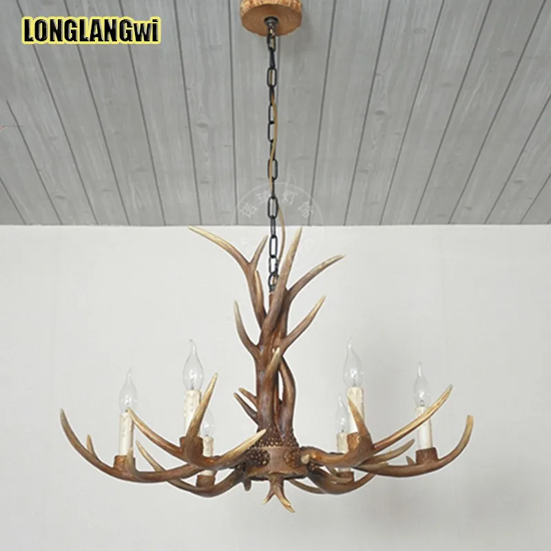 Светодиодная люстра в европейском стиле с 6 рожками лампа ретро из смолы рогами