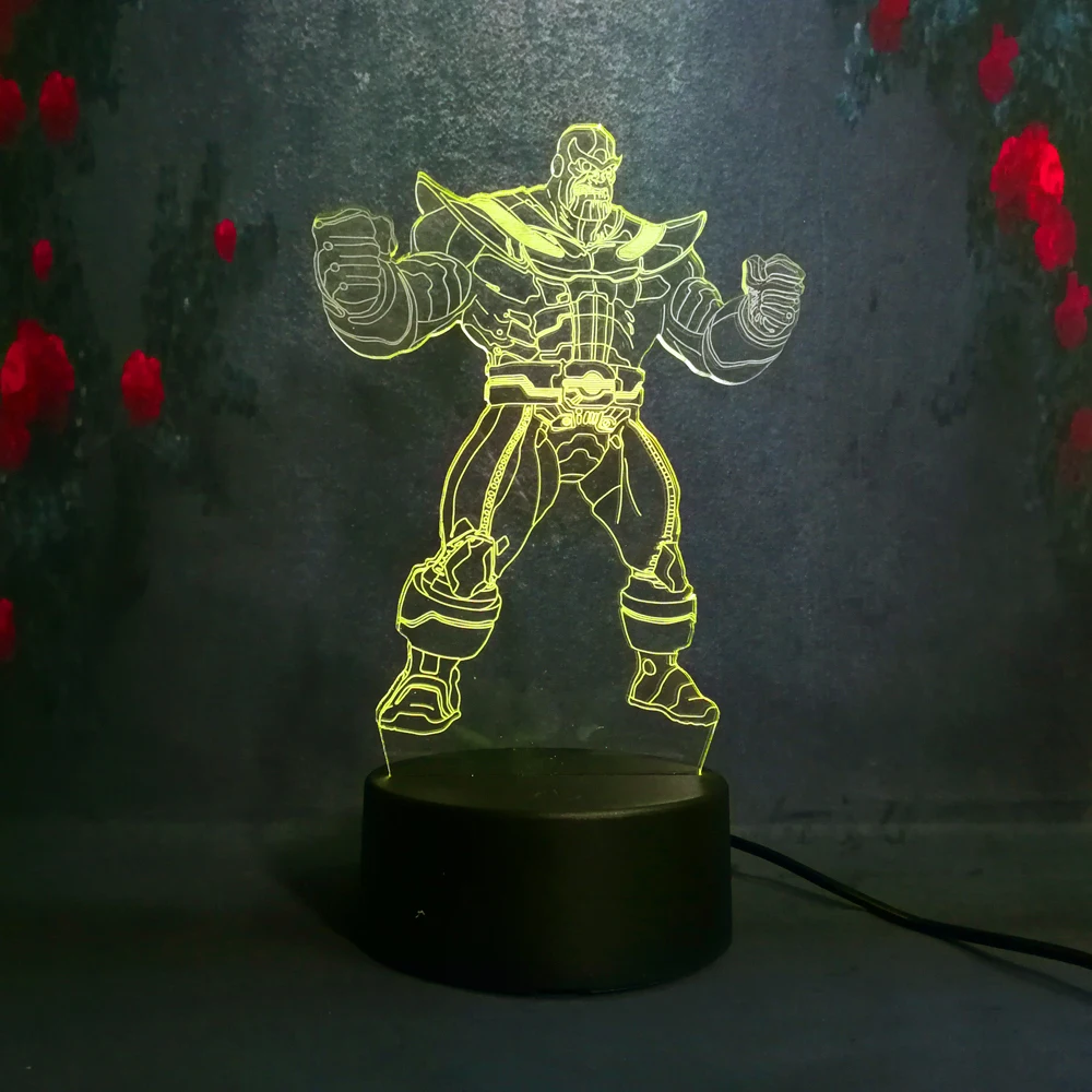3D Marvel Movie Super Hero Thanos Ночной светильник 7 цветов игрушка для смены мечты мальчика