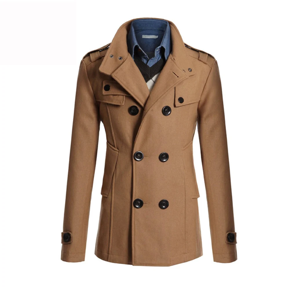 

Men Outwear Gent 2020 New Winter Formal Turn-Down Collar Trench Coat Double Breasted Overcoat Pockets Size Plus Long Outwear