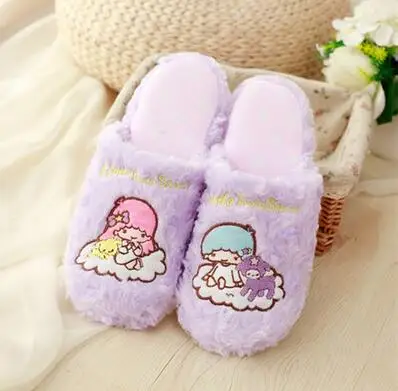 Серебристый Мультяшные персонажи Little Twin Stars; зимняя домашняя обувь; тапочки коллекция куклы игрушки кукла; подарок для детей любимого питомца#1298 - Цвет: Серебристый