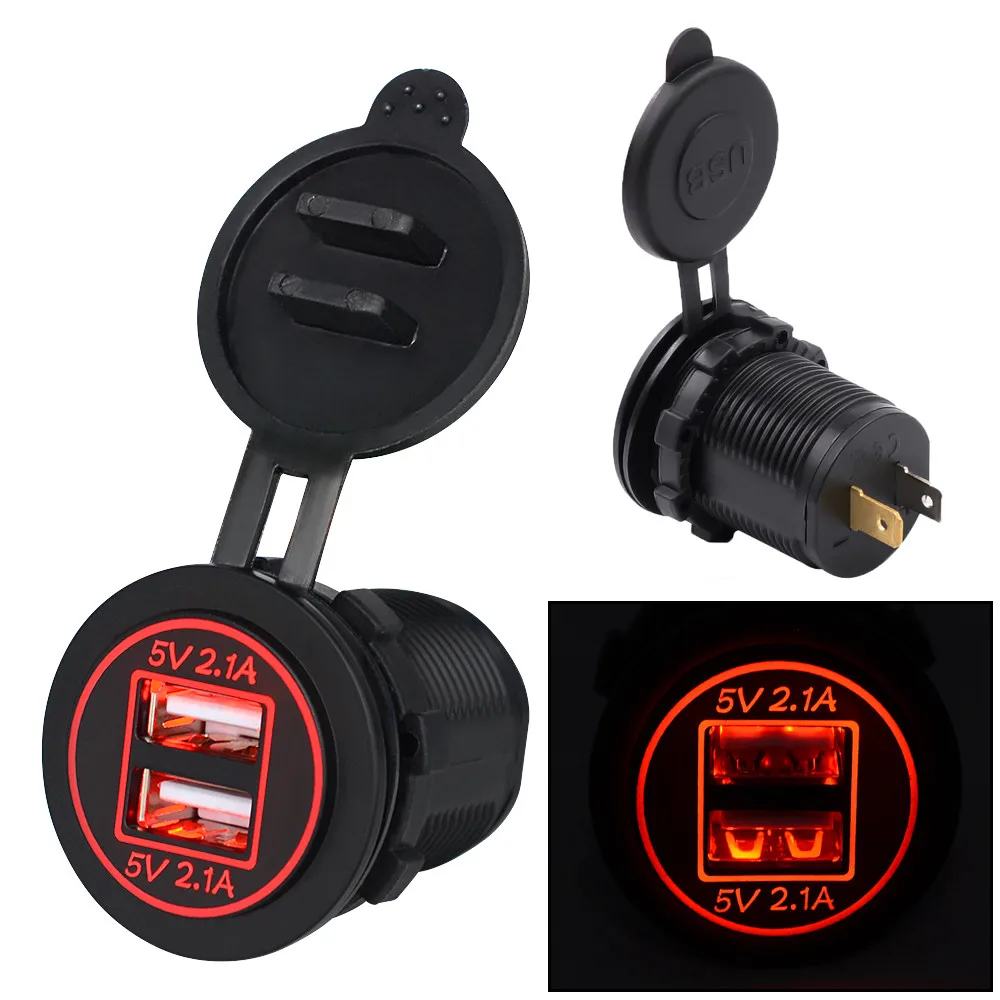 Red 5 V 4.2A Dual USB Зарядное устройство гнездо адаптера Питание выход для детей возрастом от 12 V 24 V мотоциклов Автомобильное зарядное устройство в прикуриватель a1 - Название цвета: Red