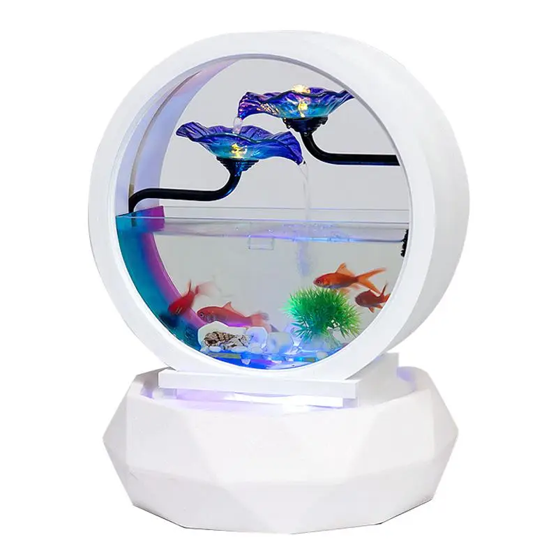 Светодиодный настольный фонтан каскад воды украшение для помещения аквариумный