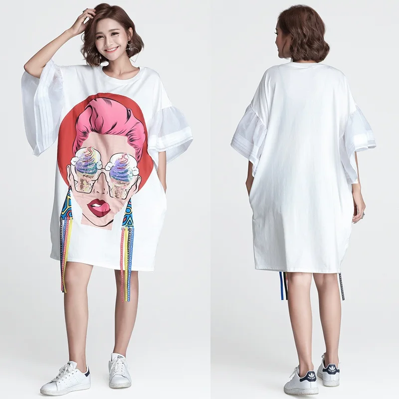 NYFS 2020 новое летнее платье Свободное длинное с рисунком красоты женское принтом Vestidos Robe Elbise|Женские платья| |