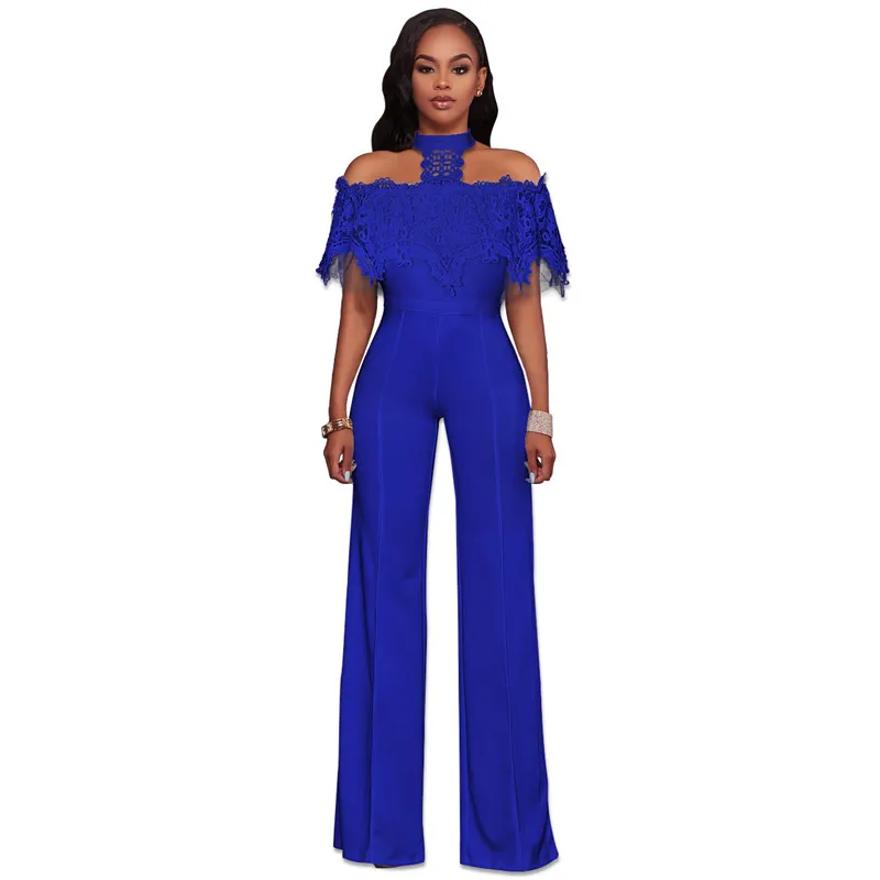 2019 сексуальные модные женские комбинезоны с открытыми плечами кружевными
