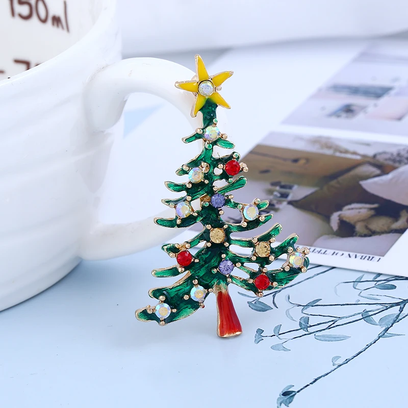 Duohan красочный дешевые Рождество брошь Булавки Особенности яркие дерево с