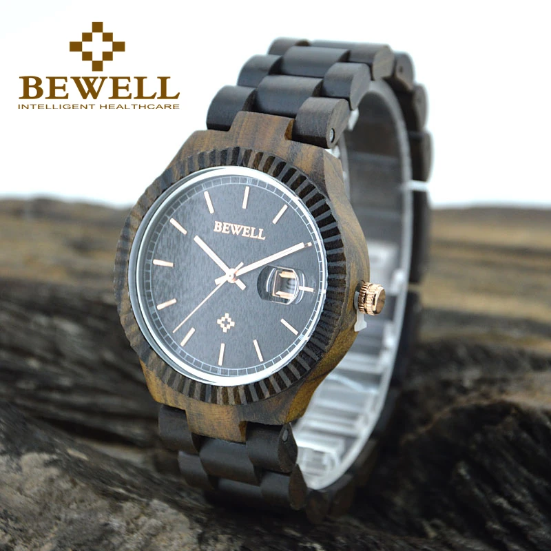 

BEWELL New relogio Mens Casual Wooden Round Watches Top Brand Luxury Men's Watches Complete Date Moment Clock Famous Brands 112A