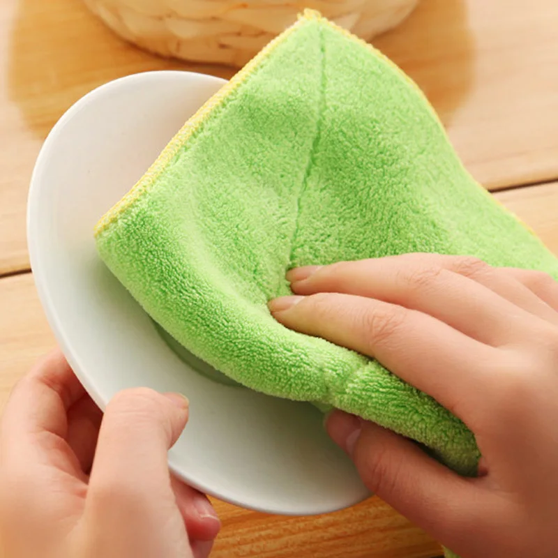 Household Kitchen Towels Super Absorbent Microfiber Table Double-sided Dish Cloth Cleaning Towel Kichen Tools | Дом и сад
